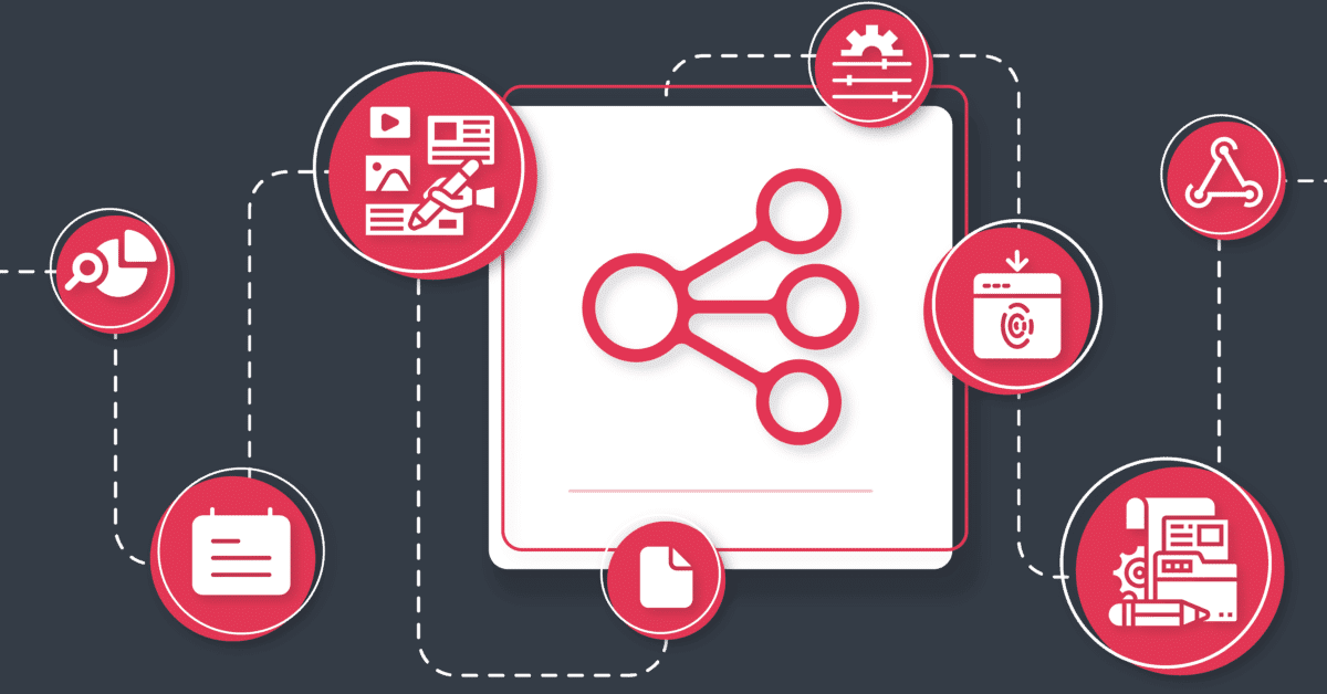 Graphic image with multiple icons depicting the development of integration first APIs