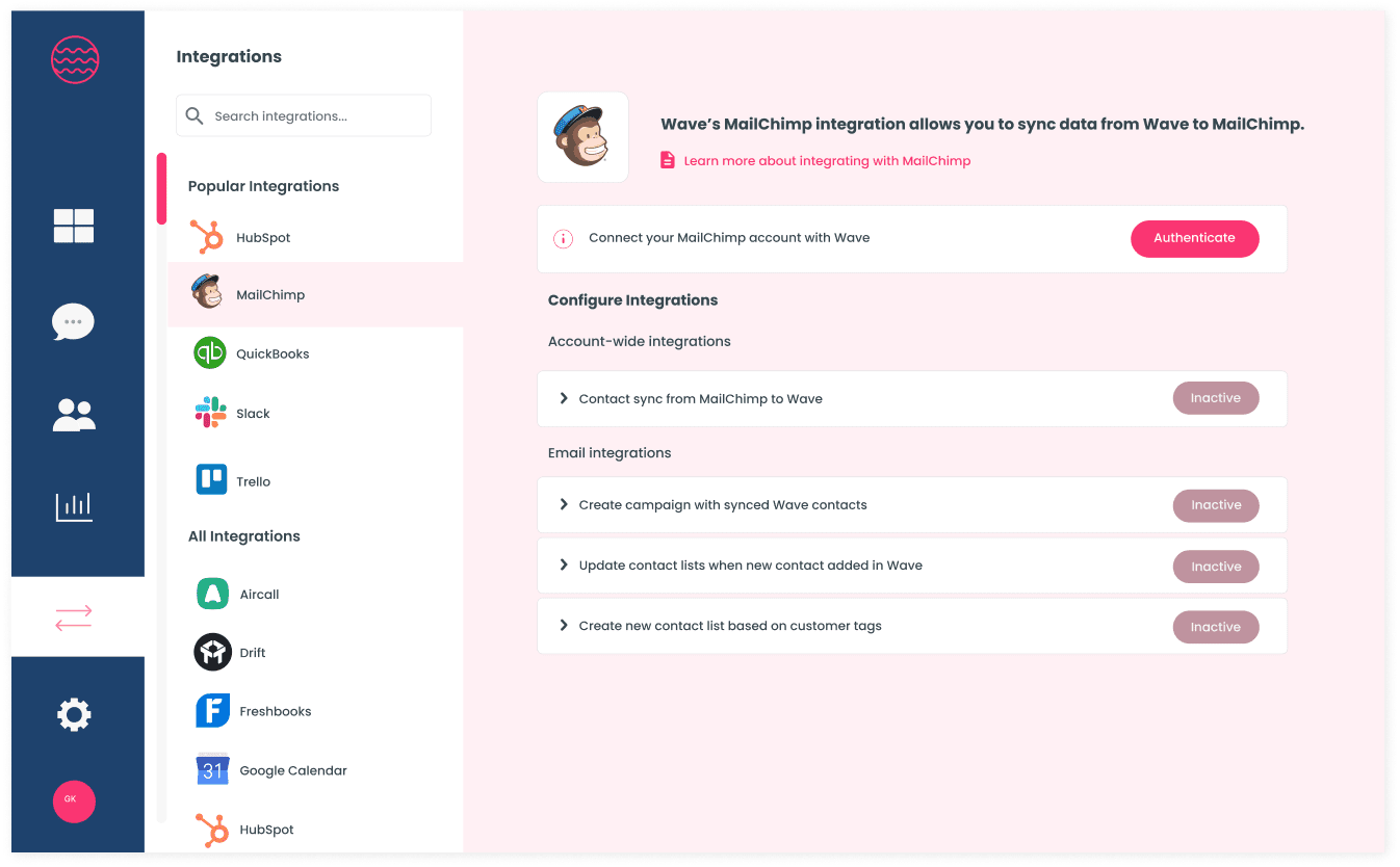 Custom UI interface demonstrating how integrations could look styled in SaaS branding but powered by Cyclr's API.