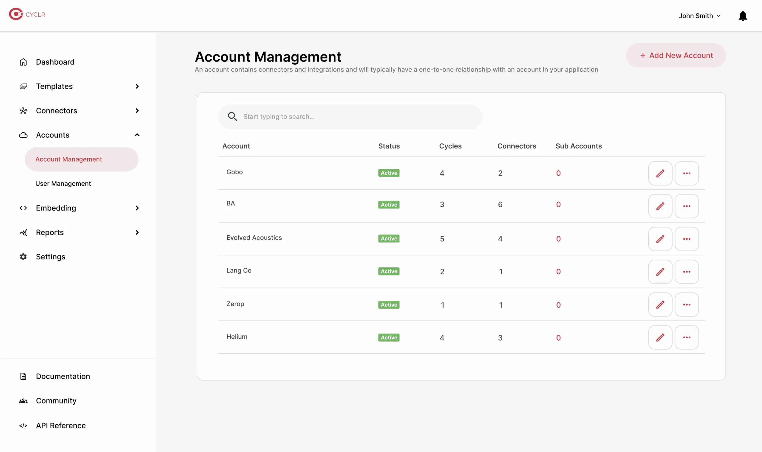 Cyclr Account Management