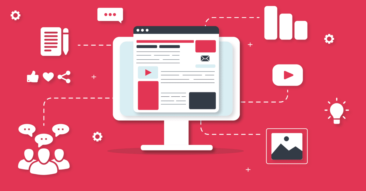 SaaS marketing blog on screen with key elements diagram