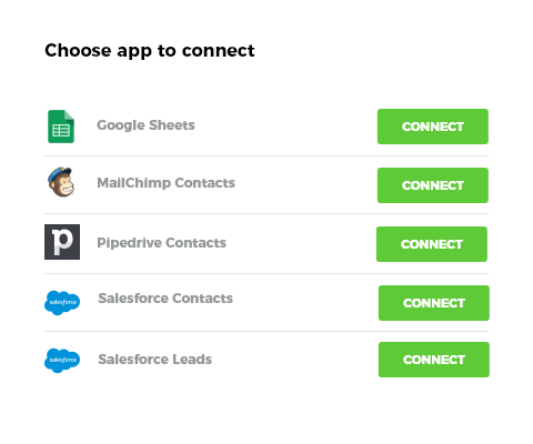 Choose application to integrate with