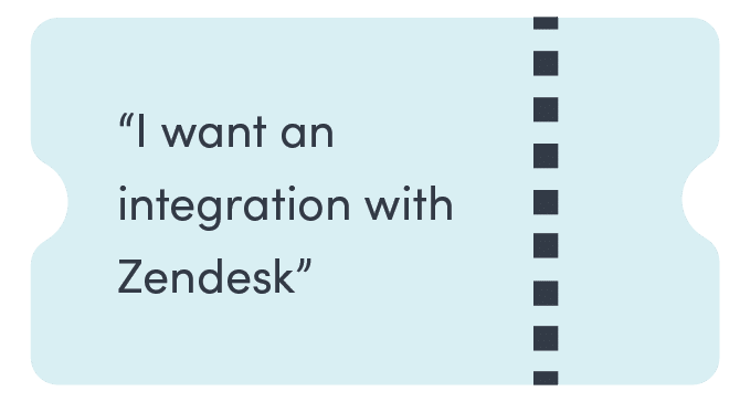 Basic Zendesk Integration Ticket Request that says "I want an integration with Zendesk"