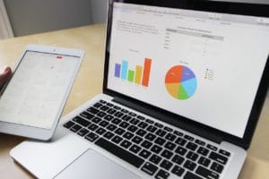 Business data dashboard charts