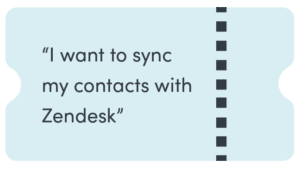 Ticket for syncing contacts with Zendesk