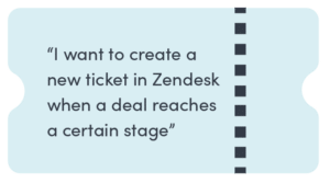 Integration ticket for a new ticket when a Zendesk deal reaches a certain stage