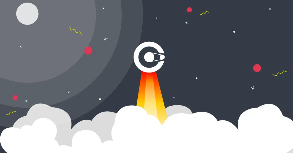 Cyclr logo blasting into space