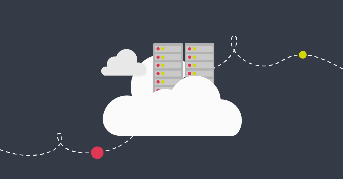 Hybrid data integration platform image features two clouds with computer infrastructures merged together to create a hybrid.