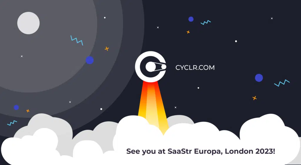 The Cyclr rocket launching into SaaStr Europa 2023.