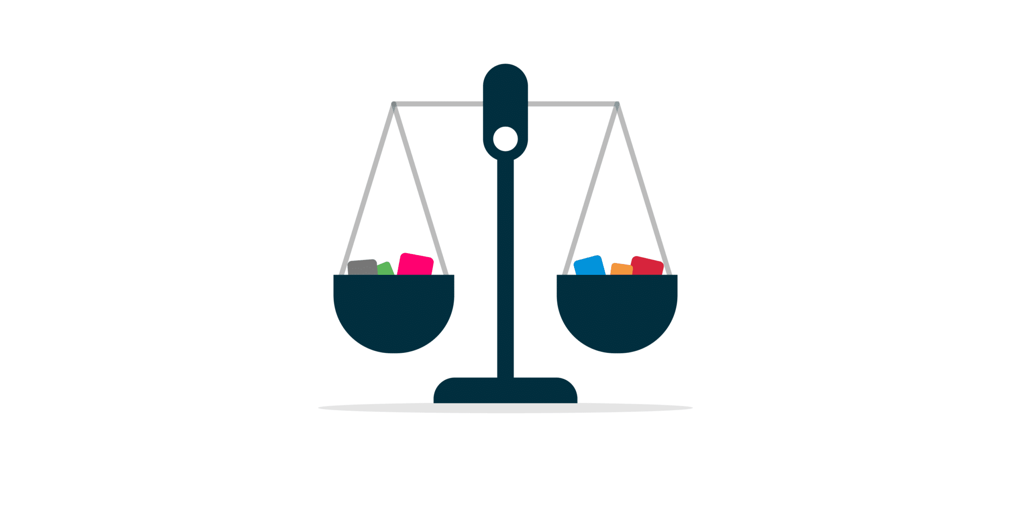 Risk management data and ethics represented in a weighing scale dilemma.