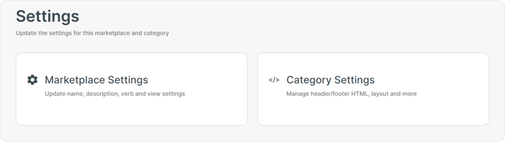 Marketplace Settings