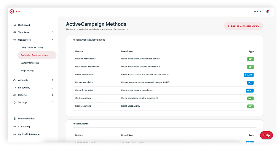 ActiveCampaign Connector Methods